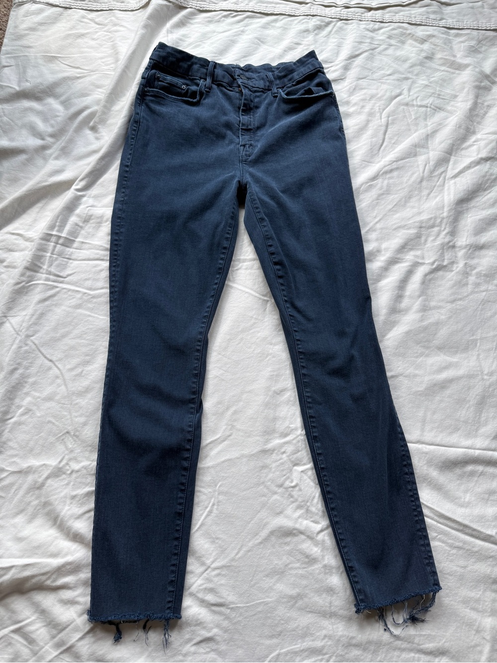 MOTHER Denim High Waisted Looker Ankle Fray Midnight Size 29